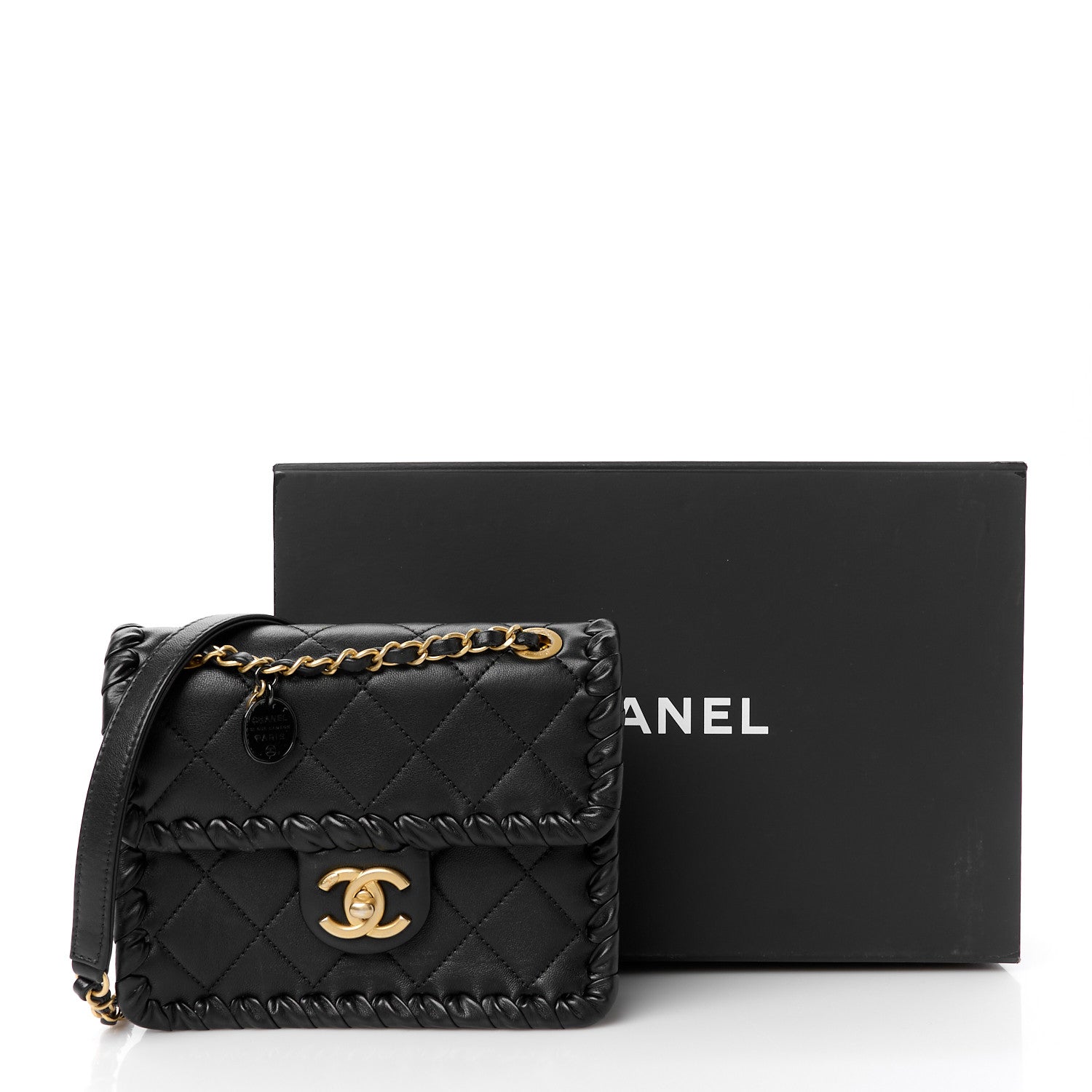 CHANEL ブラック キルティング ミニバッグ Chanel Calfskin Braided Mini My Own Frame Flap Black 1754389