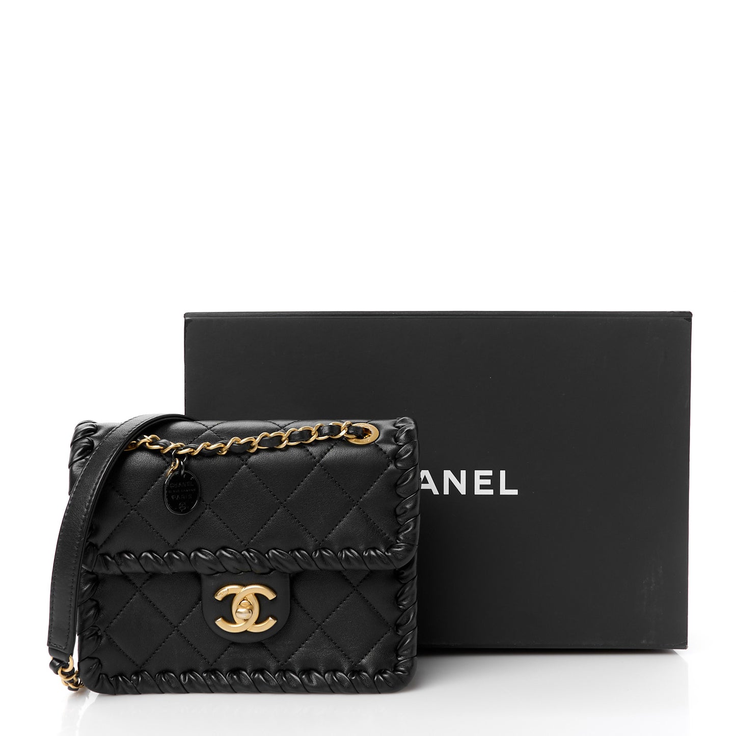 Calfskin Braided Mini My Own Frame Flap Black