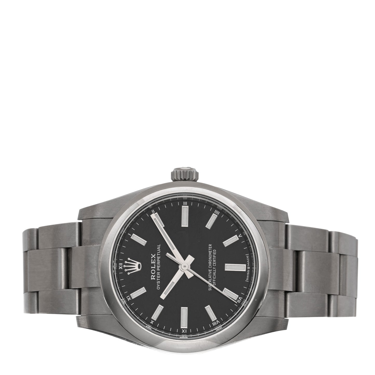 Stainless Steel 34mm Oyster Perpetual Watch Bright Black 124200