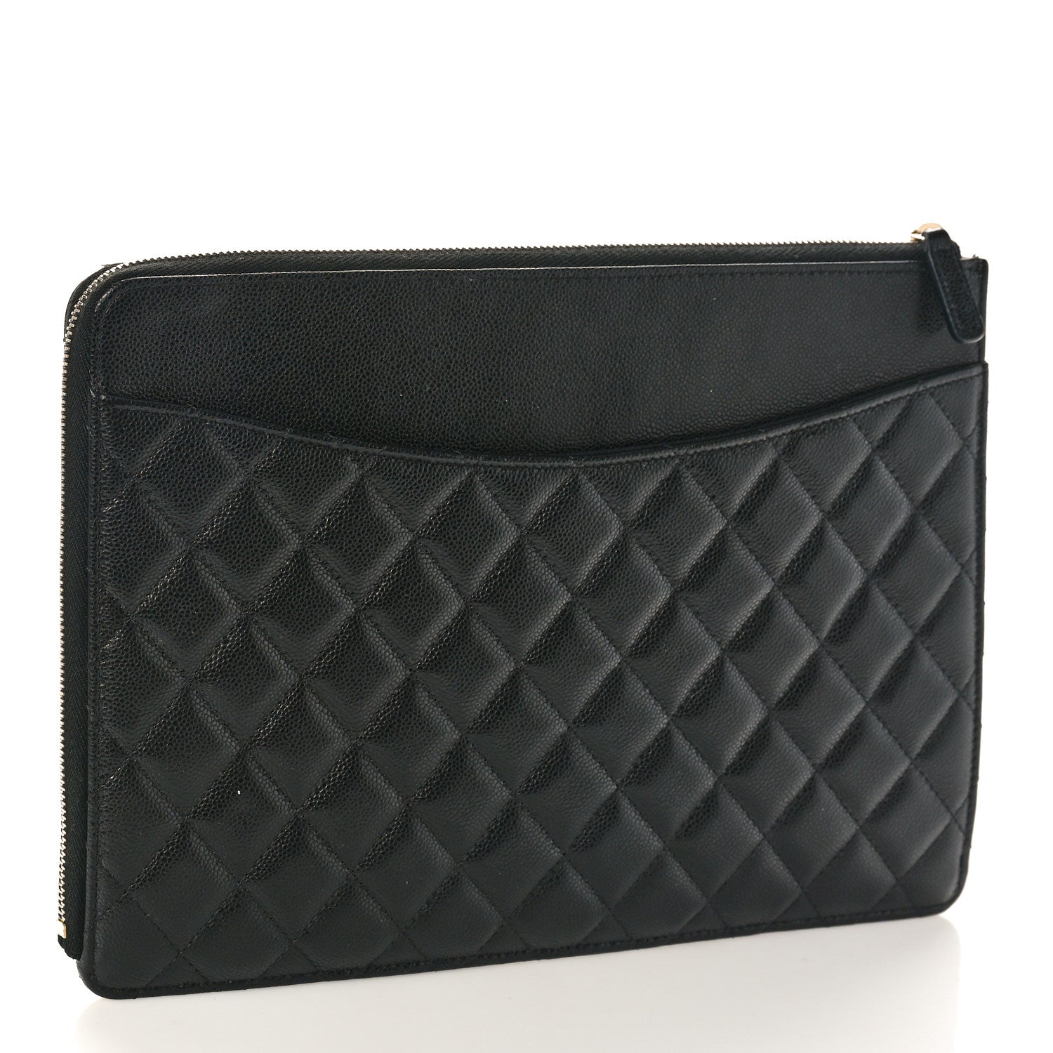 Chanel Caviar Quilted Large Flap Zip Clutch Black 3 of 10