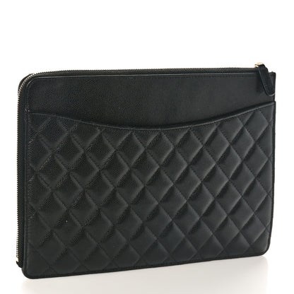 Chanel Caviar Quilted Large Flap Zip Clutch Black 3 of 10