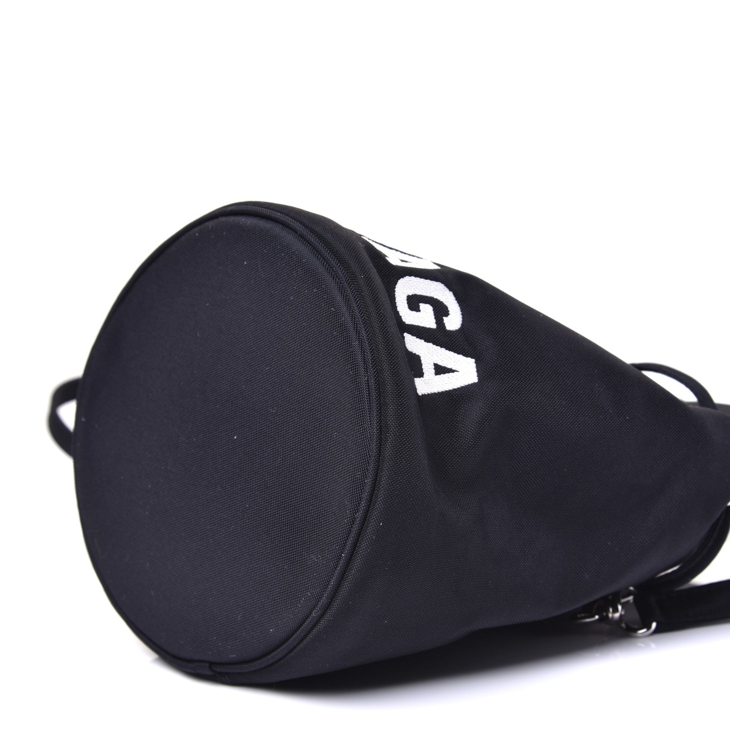 Balenciaga Recycled Sport Nylon Logo Embroidered Wheel Drawstring Bucket Bag XS Black 7 of 11