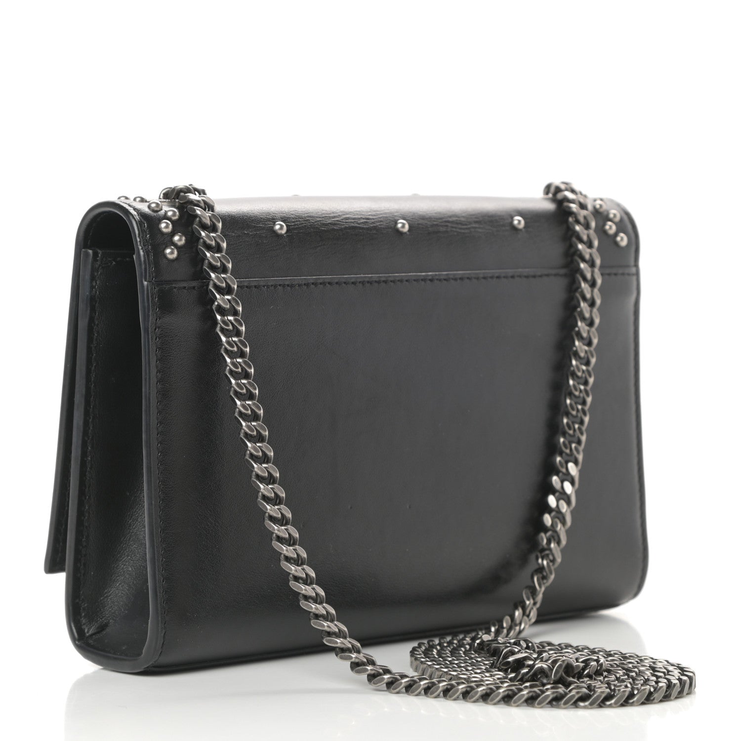 Saint Laurent Calfskin Studded Kate Satchel Black 3 of 15