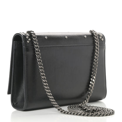 Saint Laurent Calfskin Studded Kate Satchel Black 3 of 15