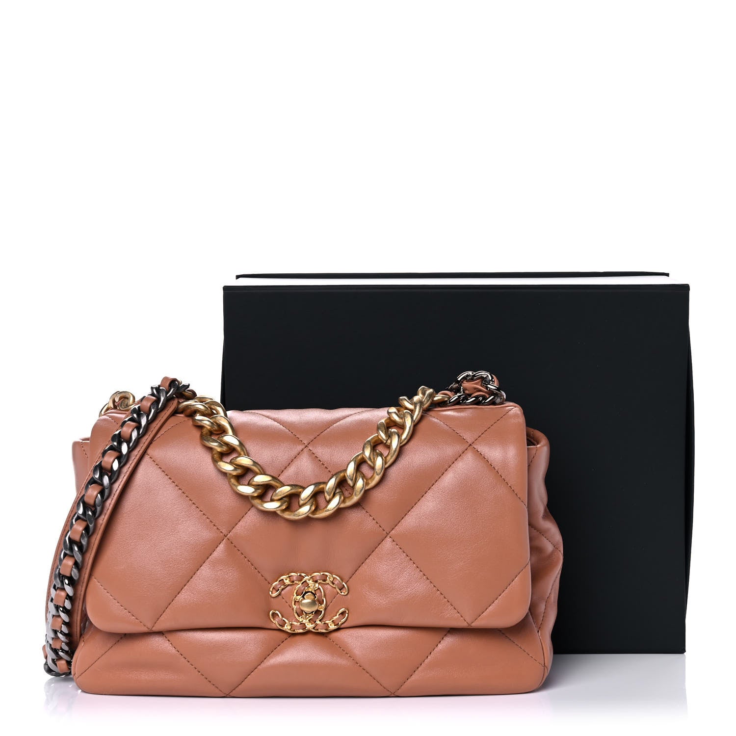 Chanel Lambskin Quilted Large Chanel 19 Flap Brown 10 of 10