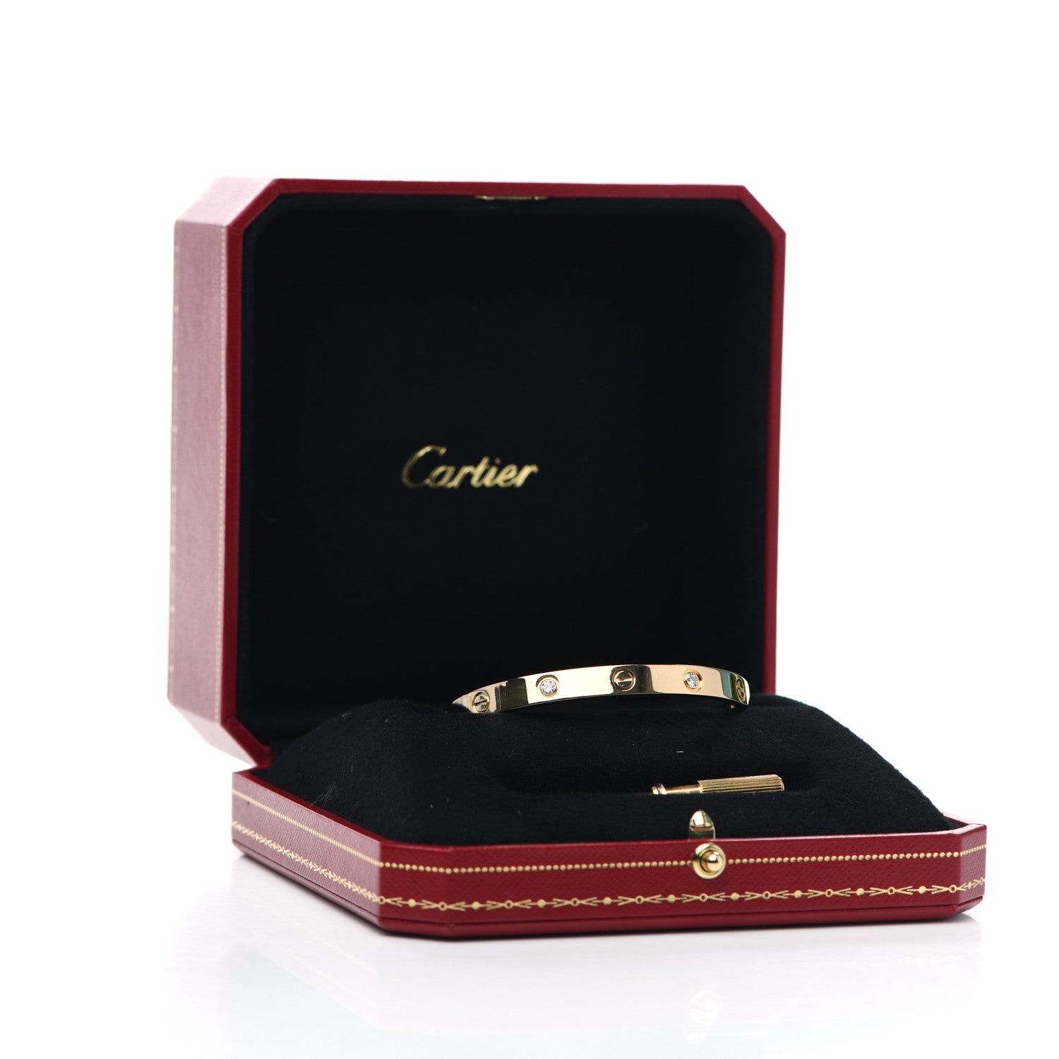 Cartier 18K Yellow Gold 4 Diamond LOVE Bracelet 17 6 of 6