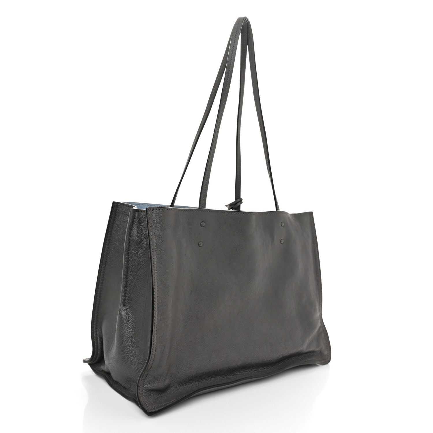 Prada Glace Calfskin Etiquette Shopping Bag Marine Astrale 3 of 10