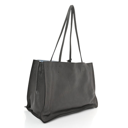 Prada Glace Calfskin Etiquette Shopping Bag Marine Astrale 3 of 10