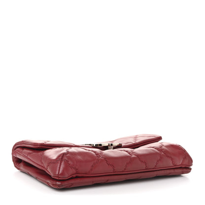 Chanel Calfskin Quilted Double Stitch Hamptons Clutch with Chain Red 4 of 11