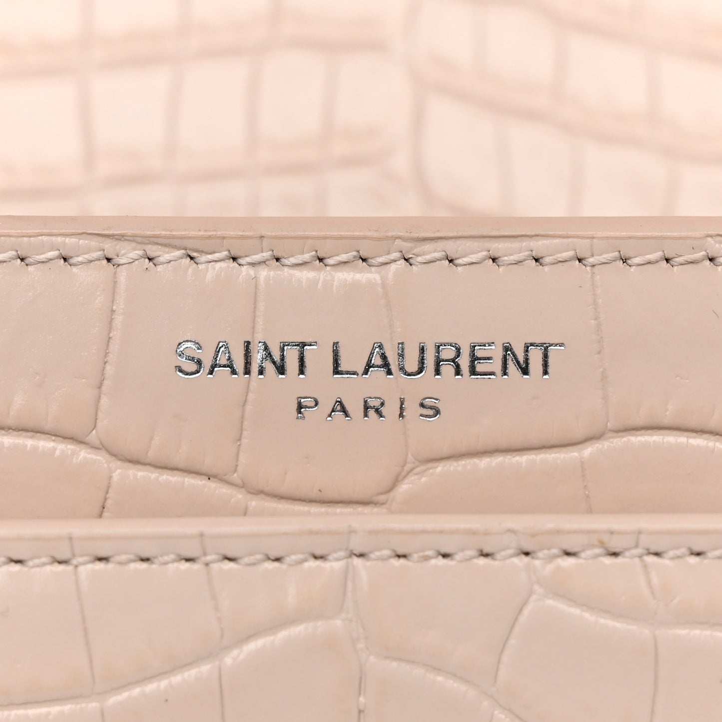 Calfskin Crocodile Embossed Medium Monogram Sunset Dark Beige