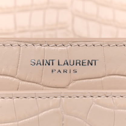 Saint Laurent Calfskin Crocodile Embossed Medium Monogram Sunset Dark Beige 7 of 30
