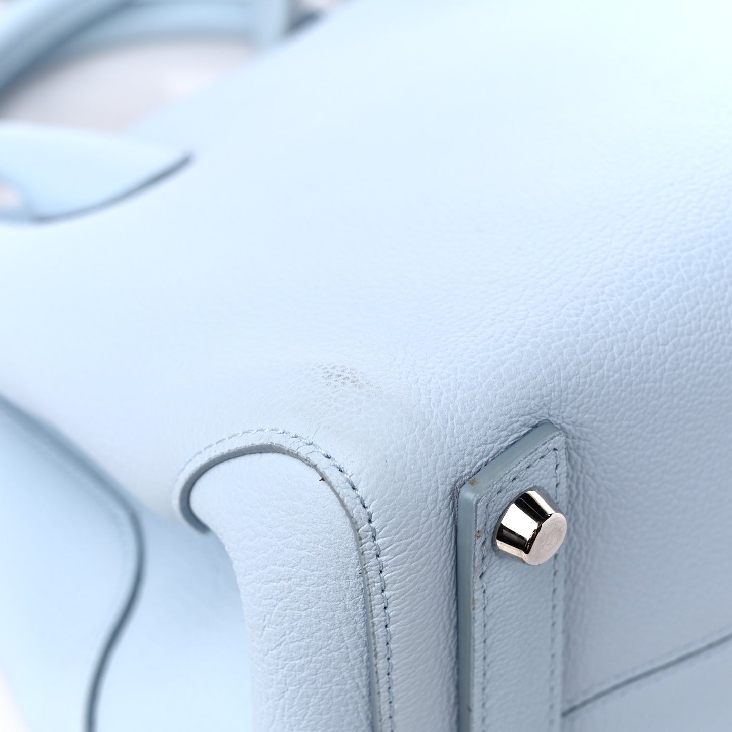 Supple Grained Calfskin Medium Open Bar Tote Light Blue