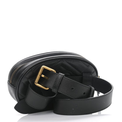 Gucci Calfskin Matelasse GG Marmont Belt Bag 85 34 Black 3 of 10