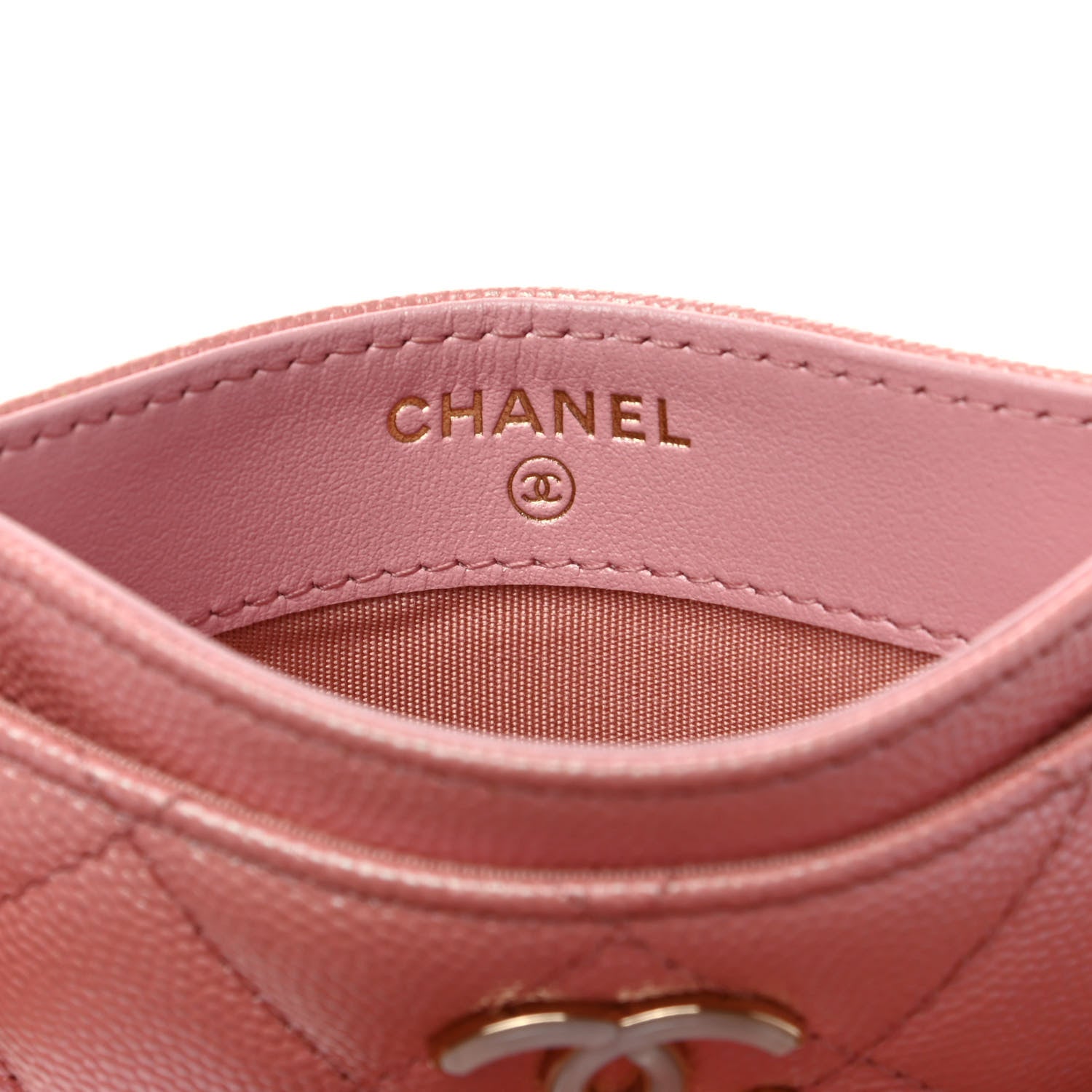 Chanel Iridescent Caviar Quilted Card Holder Rose Pink 5 of 8