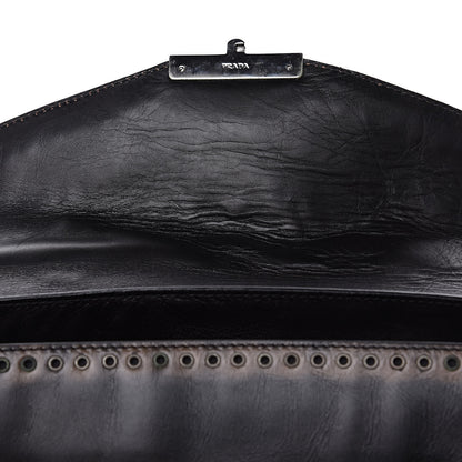 Prada Vitello Vintage Studded Sound Twin Pocket Satchel Ebano 10 of 17