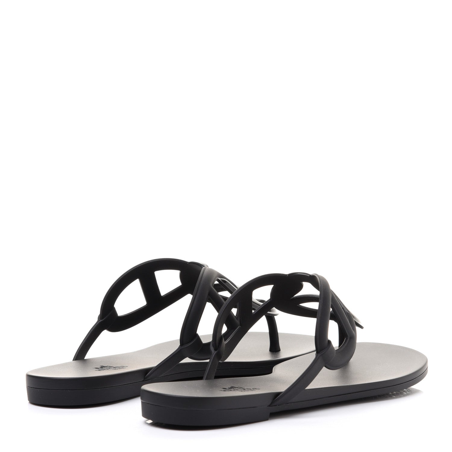 Hermes Rubber Womens Egerie Sandals 39 Black 4 of 8