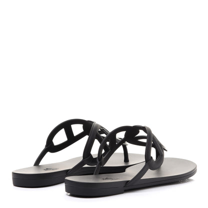 Hermes Rubber Womens Egerie Sandals 39 Black 4 of 8