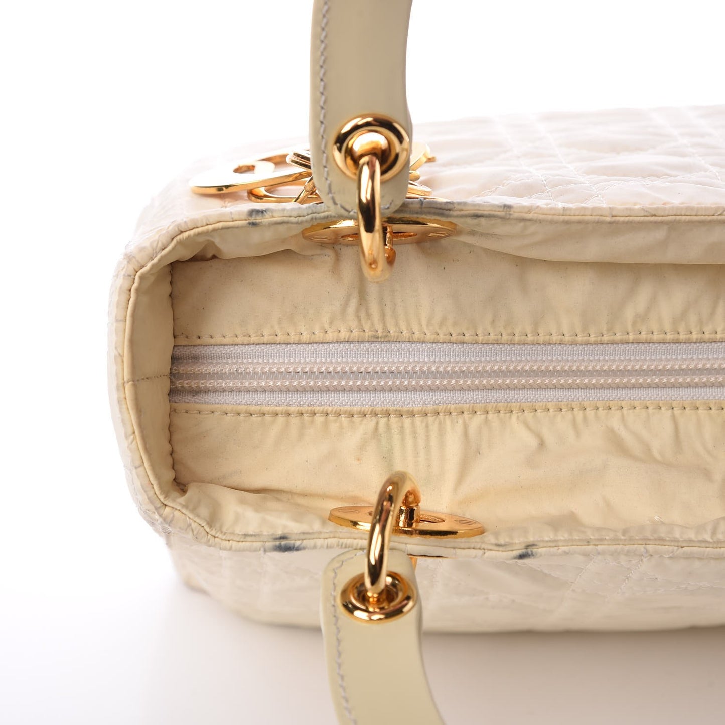 Nylon Cannage Medium Lady Dior White