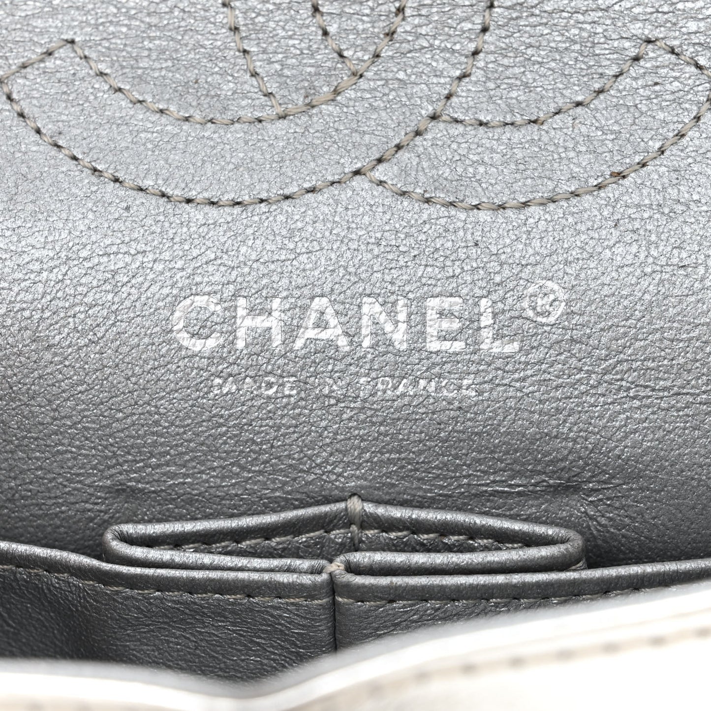 Metallic Aged Calfskin Quilted 2.55 Reissue 224 Flap Silver