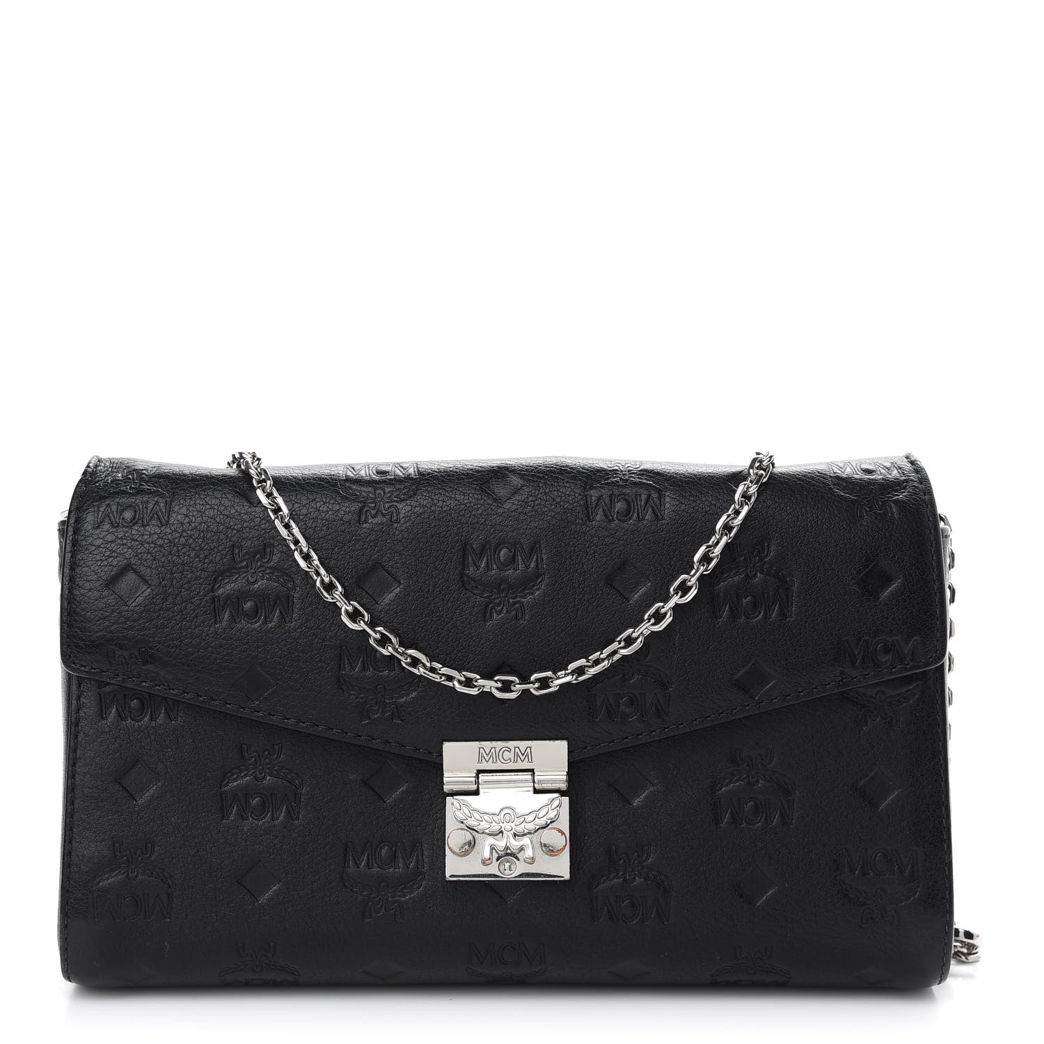 MCM Calfskin Ottomar Monogram Medium Millie Crossbody Bag Black 1 of 8