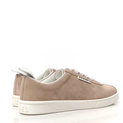 Chanel Suede Calfskin Womens Sneakers 38.5 Dark Beige 4 of 7