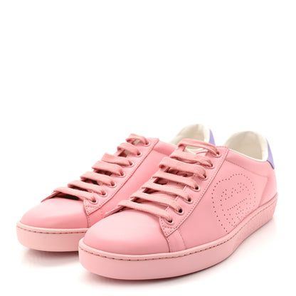 Gucci Miro Soft Calfskin Interlocking G Perforated Womens Ace Sneakers 36.5 Wild Rose Lapis 4 of 10