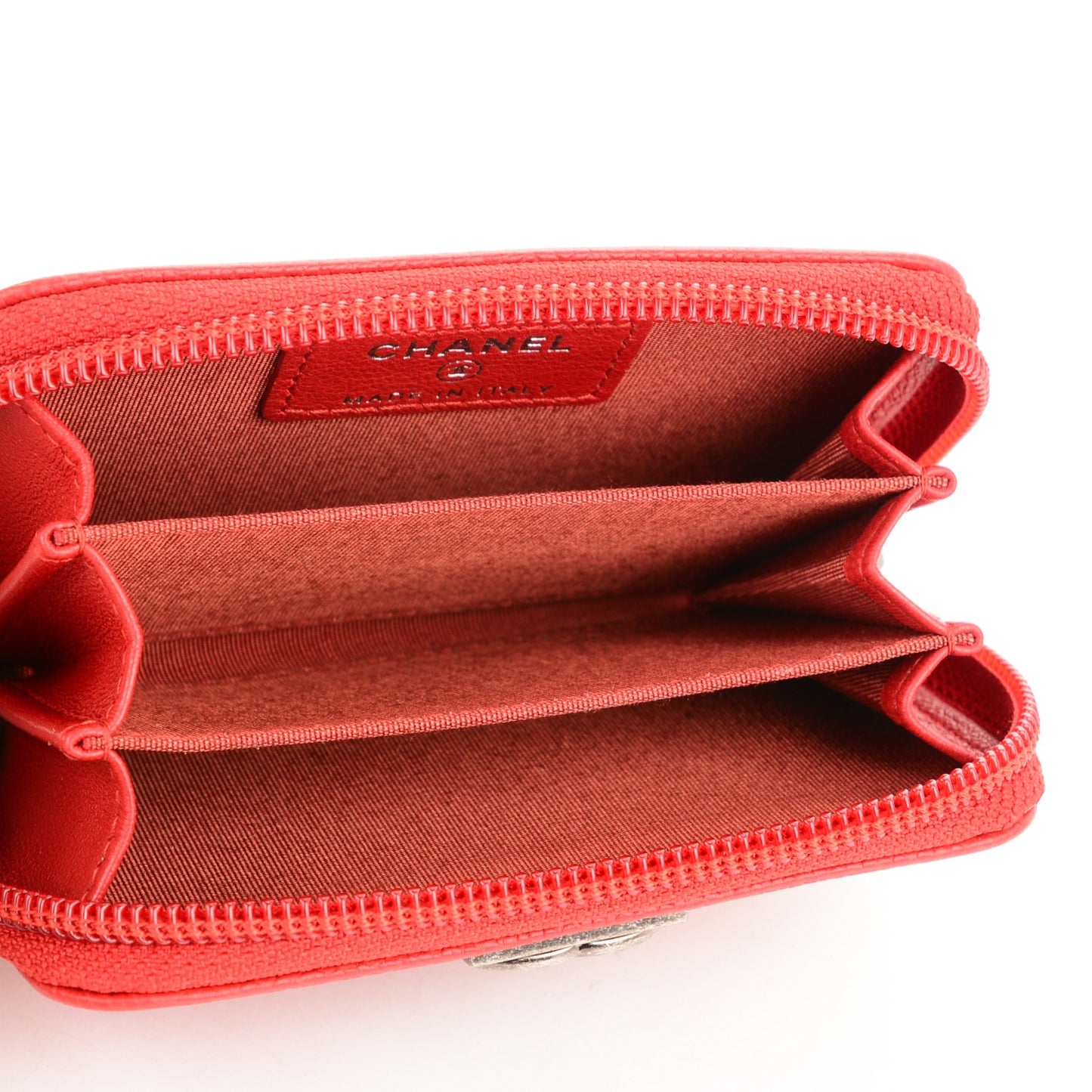 Caviar Quilted Boy Zip Around Coin Purse Wallet Red
