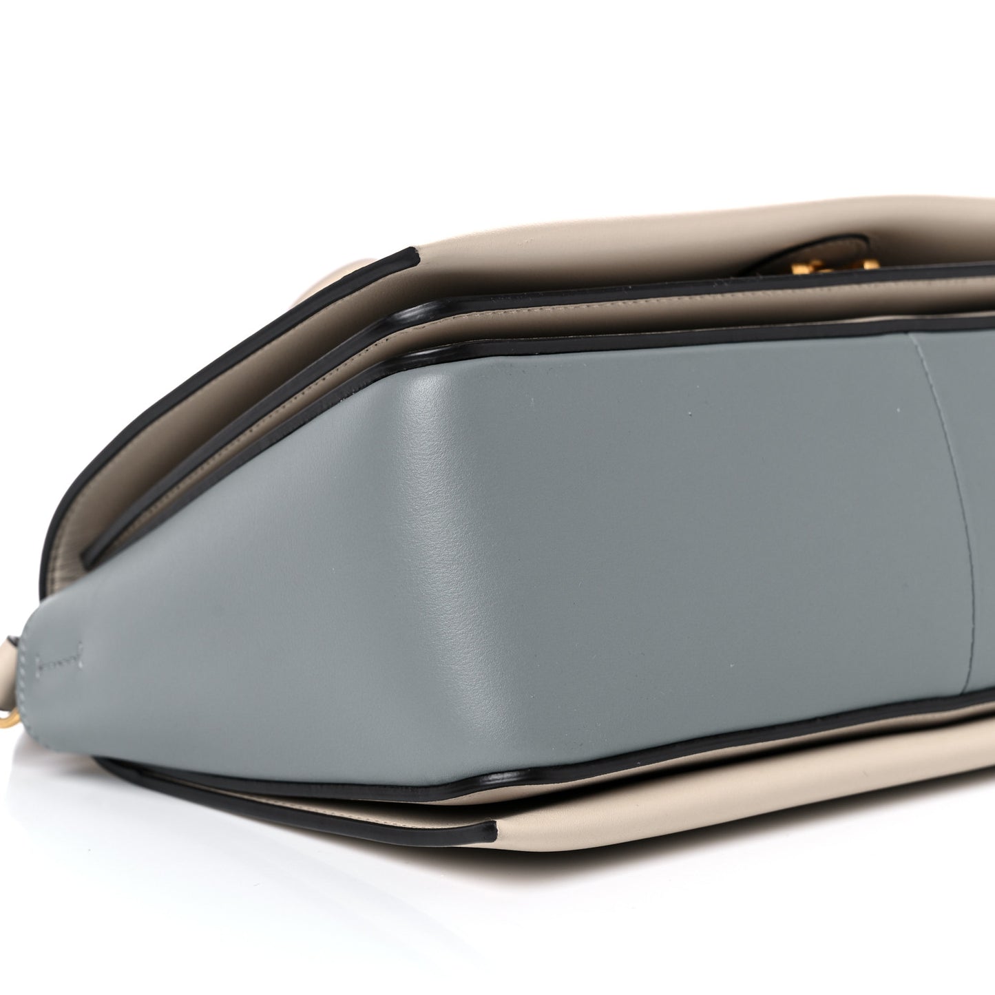 Shiny Smooth Calfskin Medium Frame Shoulder Bag Grege Storm