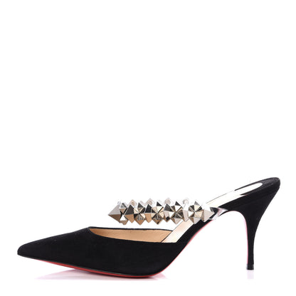 Christian Louboutin Veau Velours Specchio Planet Choc 80 Mule 38 Black 1 of 9
