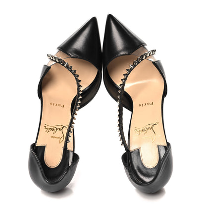 Christian Louboutin Kid PVC Spike Cross 100 Pumps 38.5 Black Silver 2 of 9