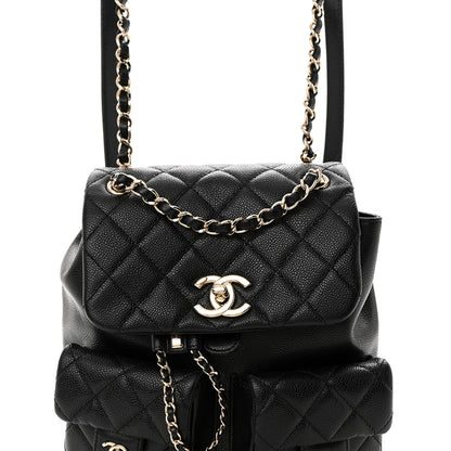 Chanel Shiny Caviar Quilted Medium Duma Pockets Drawstring Backpack Black 8 of 10