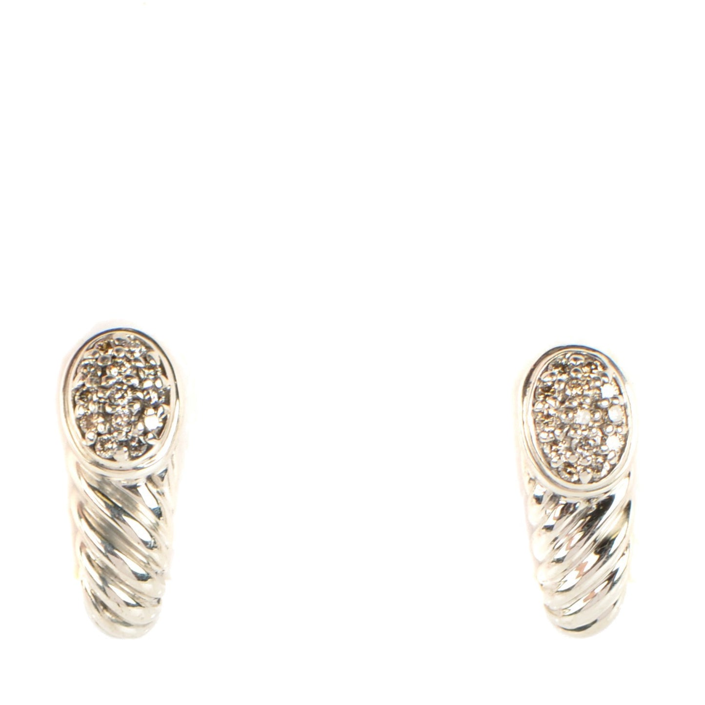Sterling Silver Pave Diamond 15mm Thoroughbred Shrimp Earrings