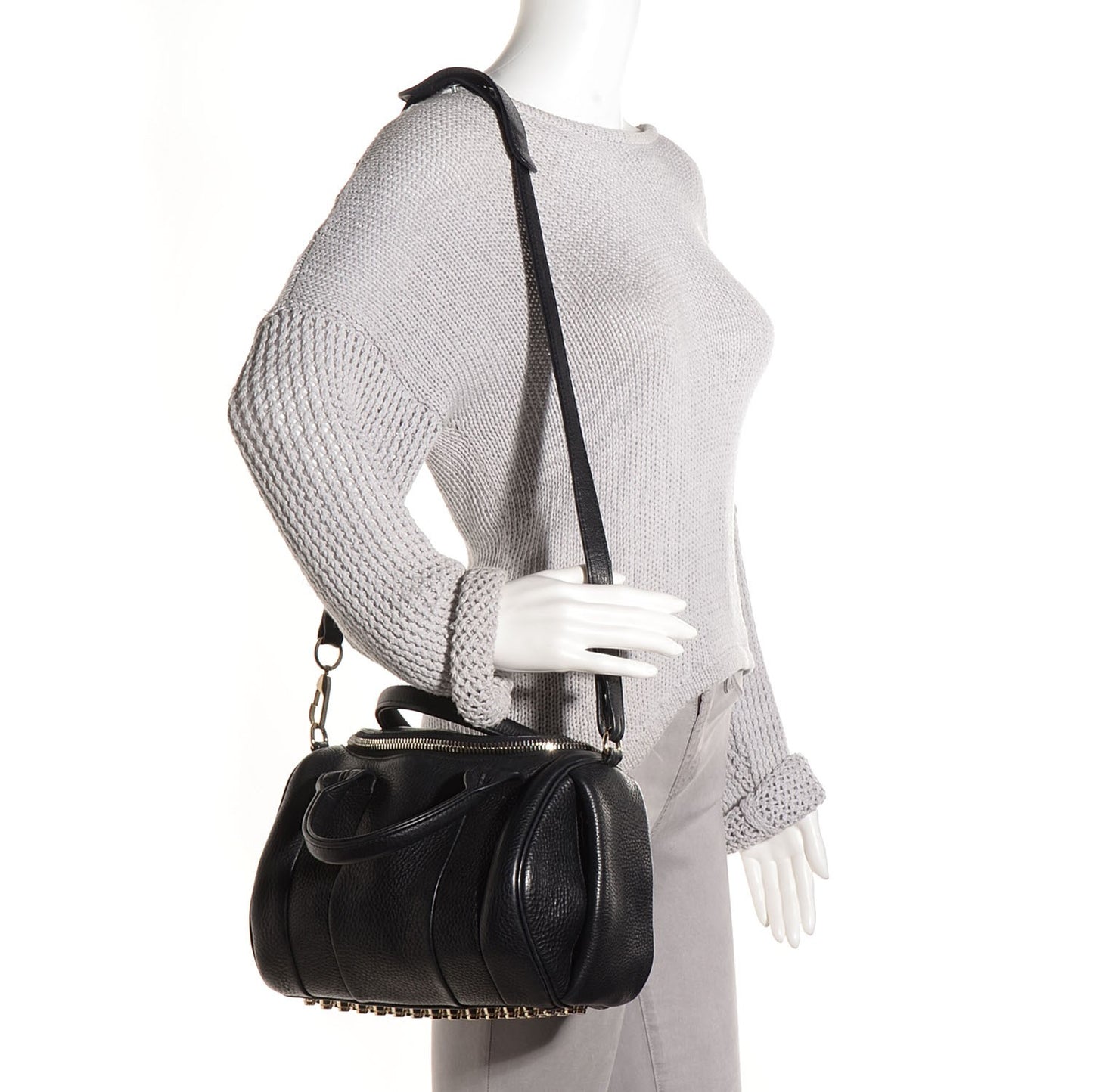 Pebbled Lambskin Rockie Black Silver Hardware