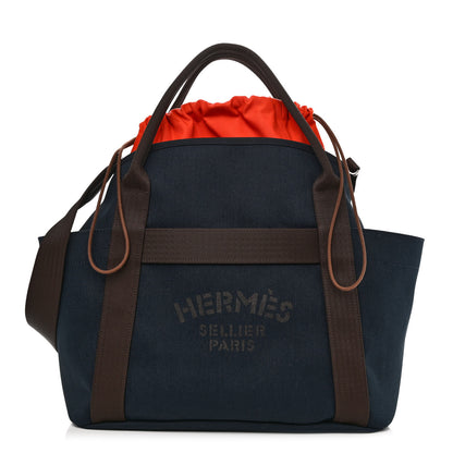 Hermes Toile Sac De Pansage Groom Bleu Navy Feu 1 of 11