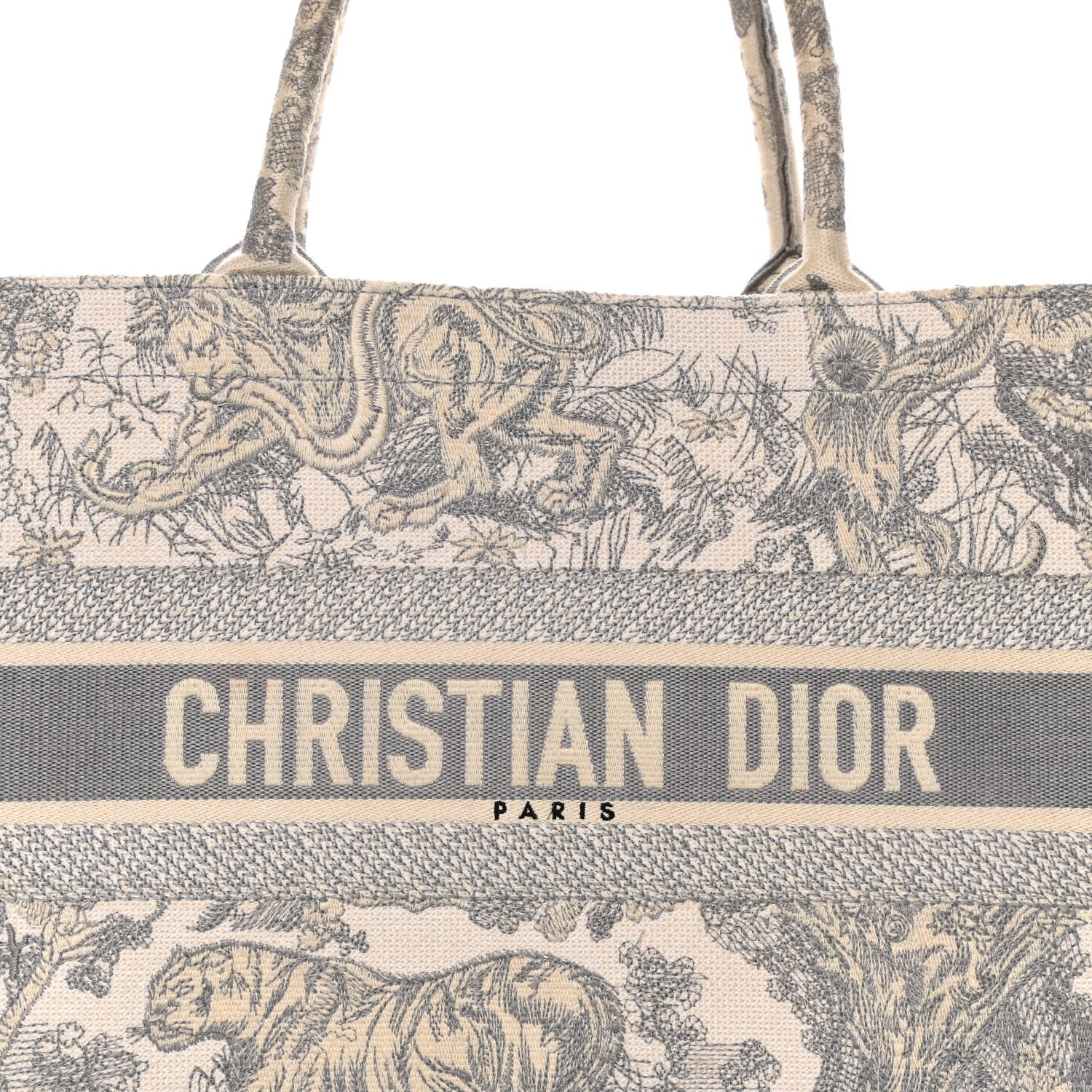 Christian Dior Canvas Embroidered Medium Dioriviera Toile De Jouy Book Tote Gray 8 of 23