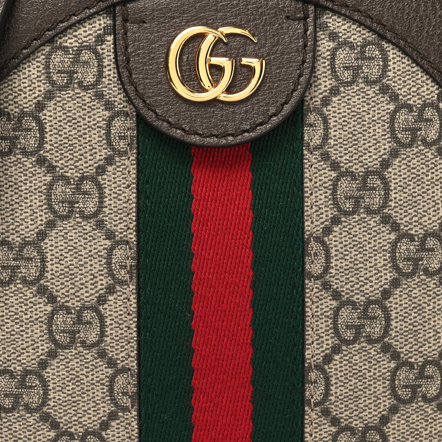 GG Supreme Monogram Web Mini Ophidia Round Shoulder Bag Brown