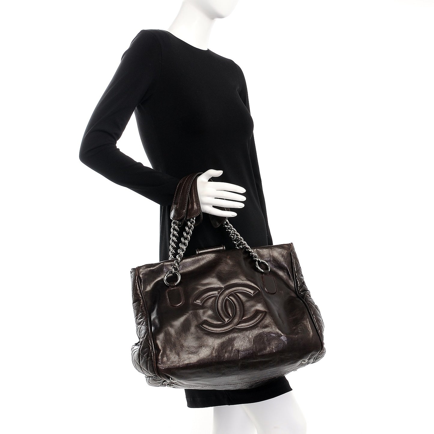 Calfskin Medium Perfect Day Tote Dark Brown