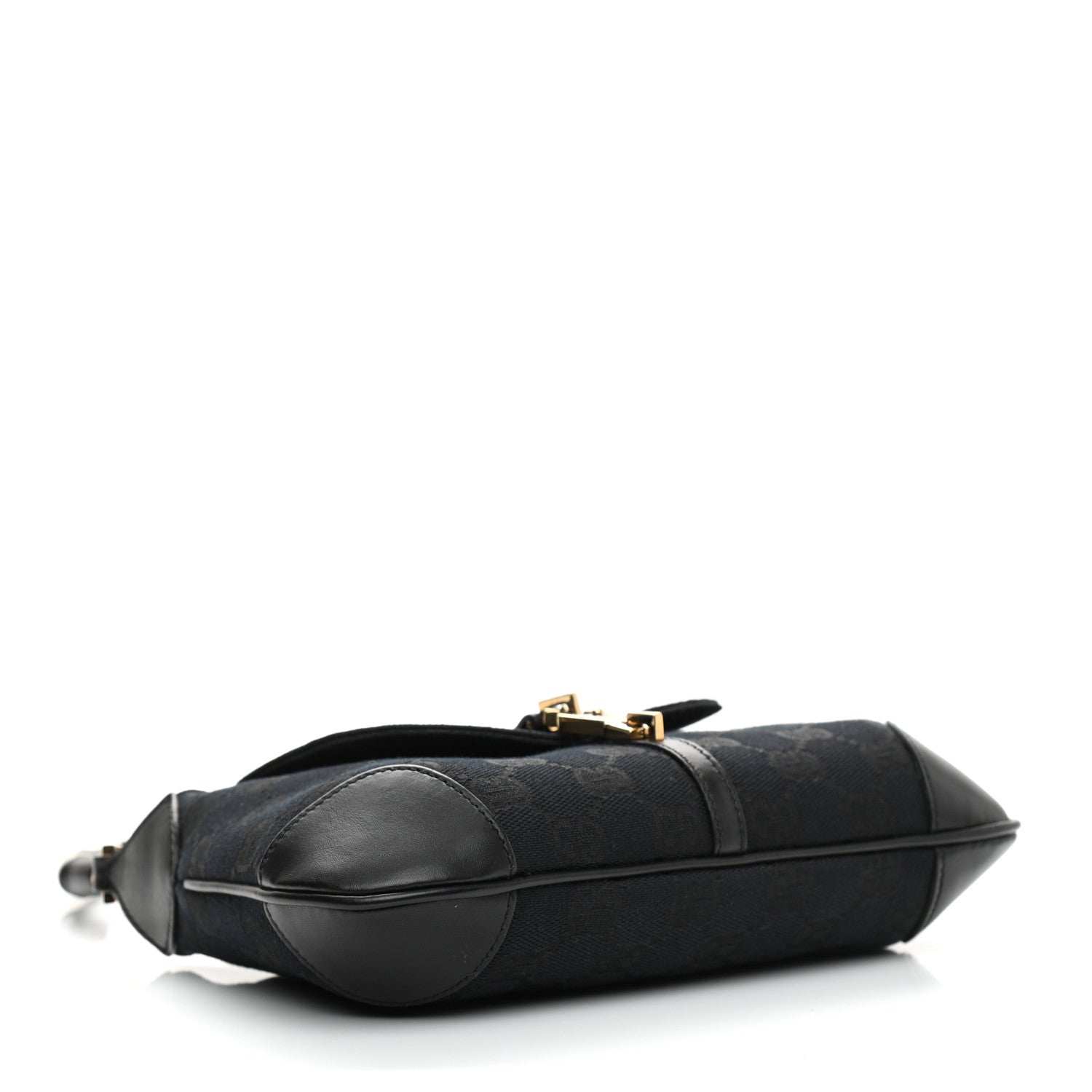 Gucci Calfskin Monogram Bamboo Handle Jackie O Hobo Black 4 of 10