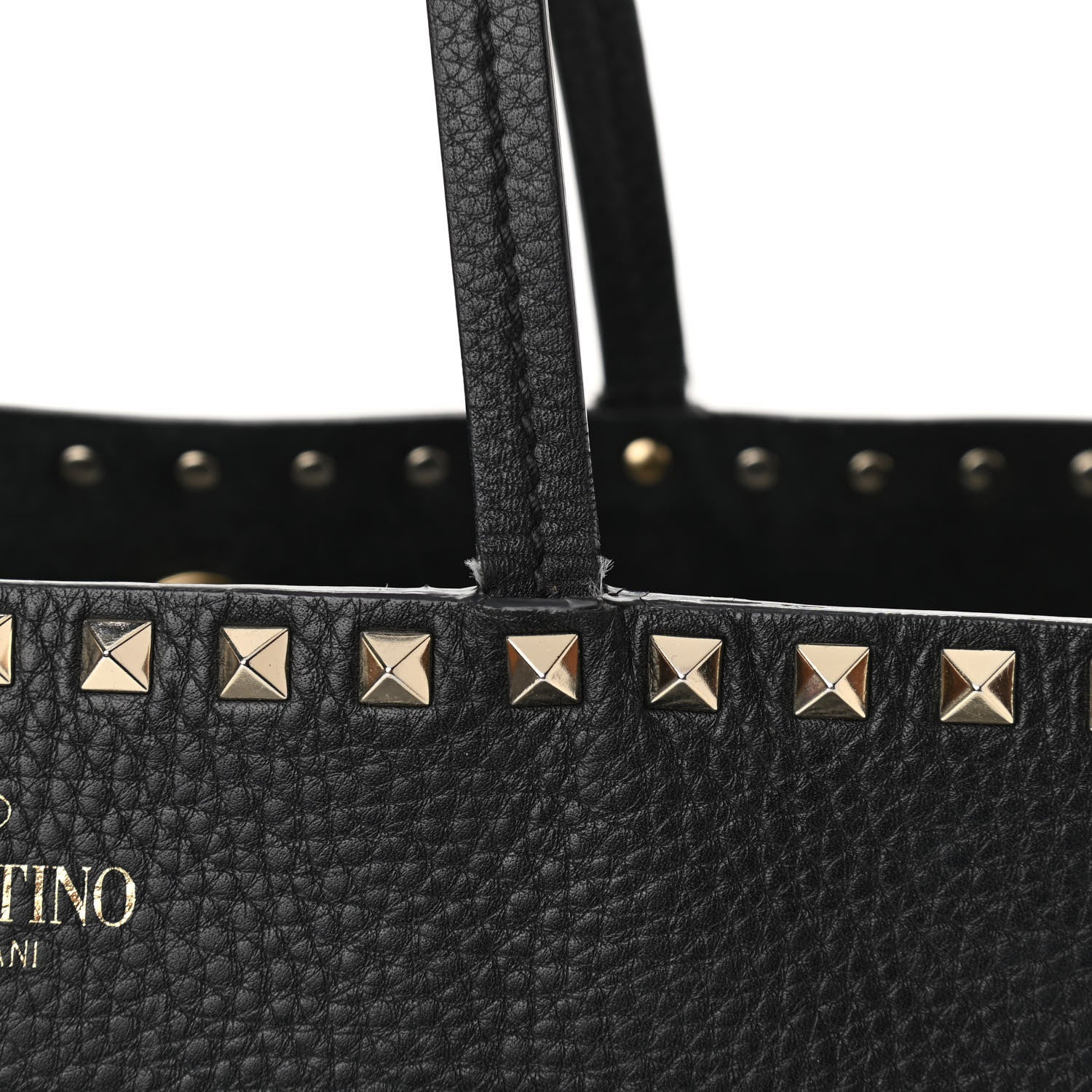 Valentino Garavani Grained Calfskin Rockstud Shoulder Tote Black 10 of 12