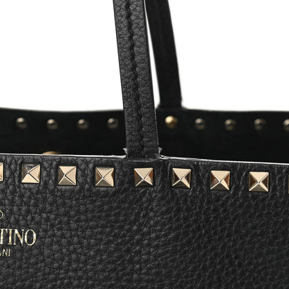 Valentino Garavani Grained Calfskin Rockstud Shoulder Tote Black 10 of 12