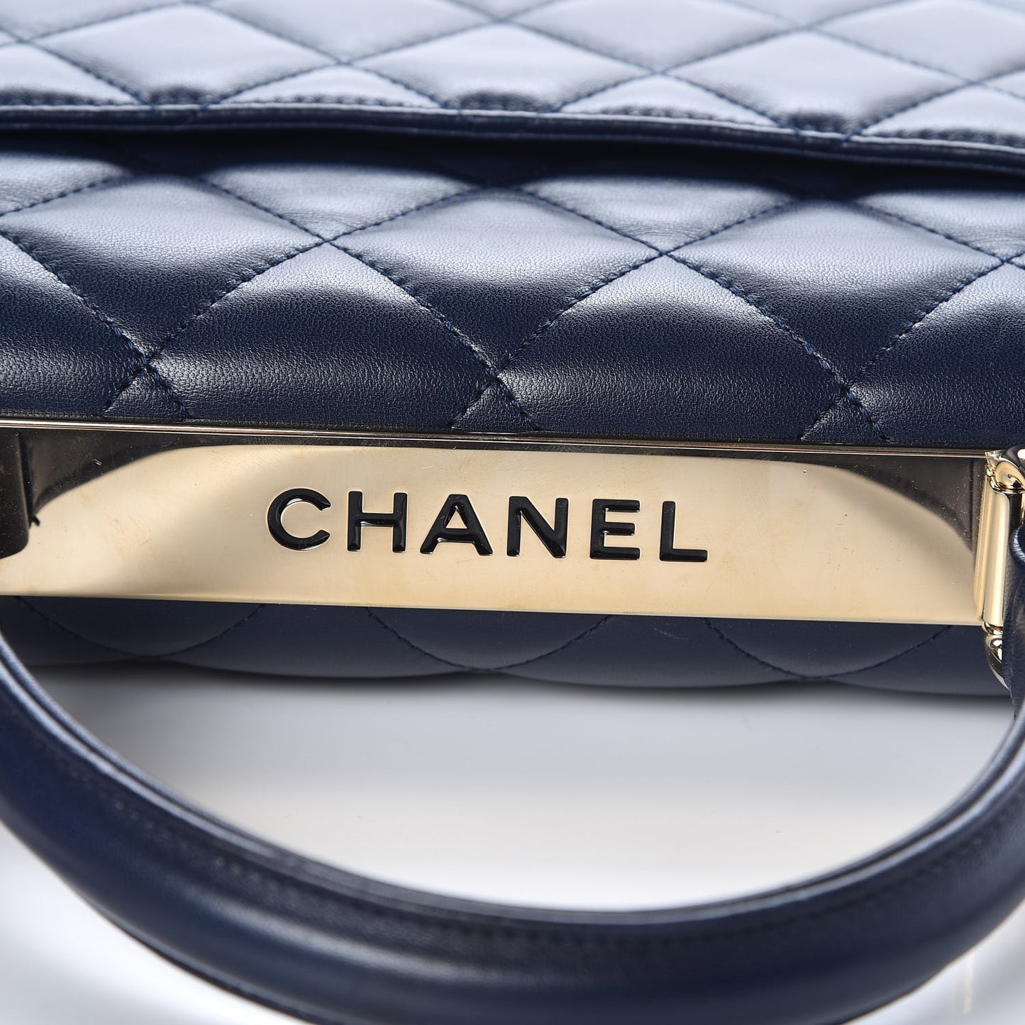 Lambskin Quilted Medium Trendy CC Flap Dual Handle Bag Navy Blue