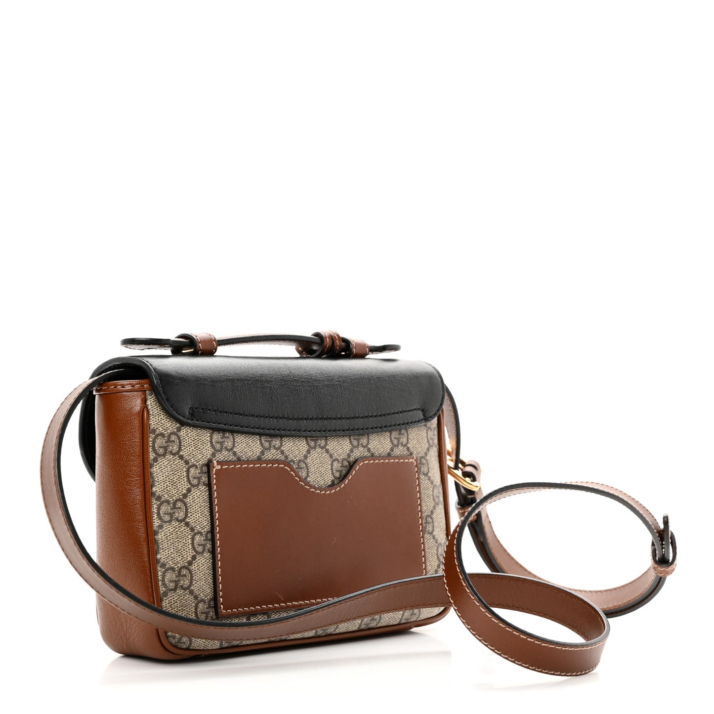 GG Supreme Monogram New Sakai Lux Calfskin Mini Padlock Flap Pocket Shoulder Bag Beige Ebony Black Cuir