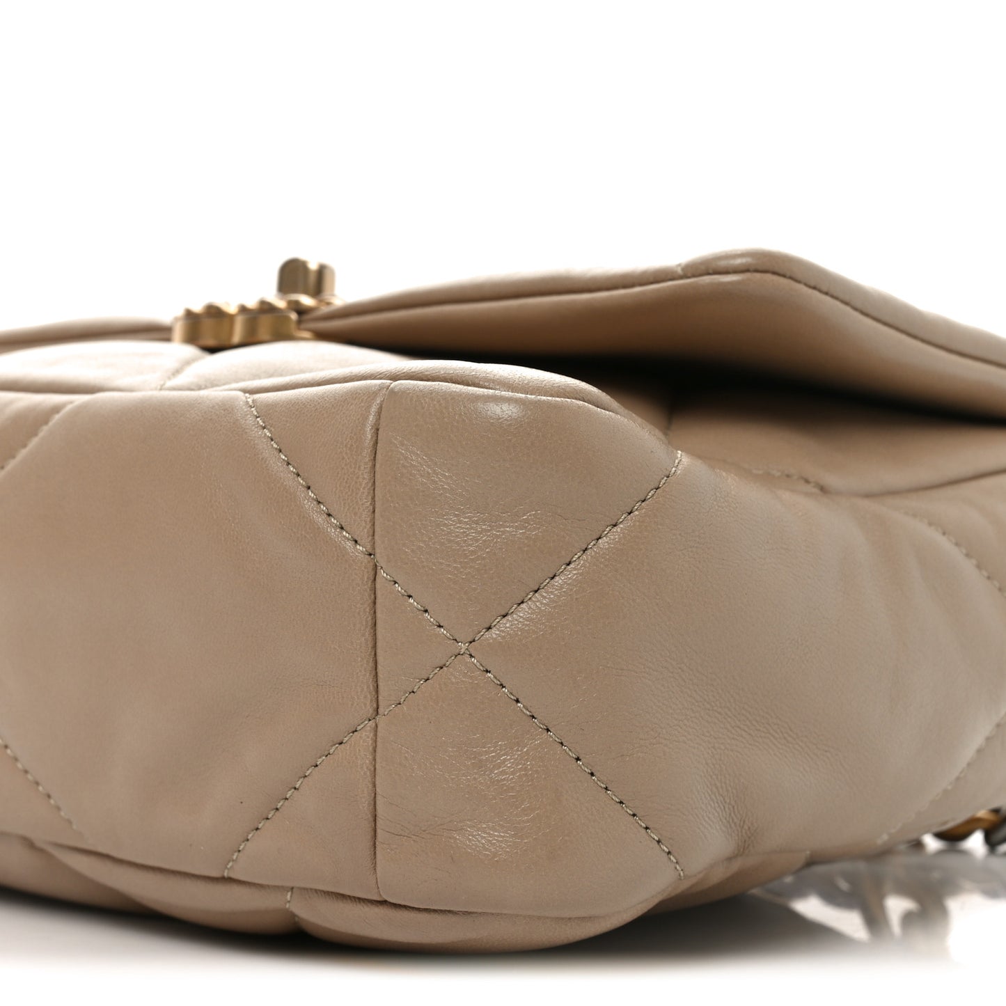 Lambskin Quilted Medium Chanel 19 Flap Dark Beige