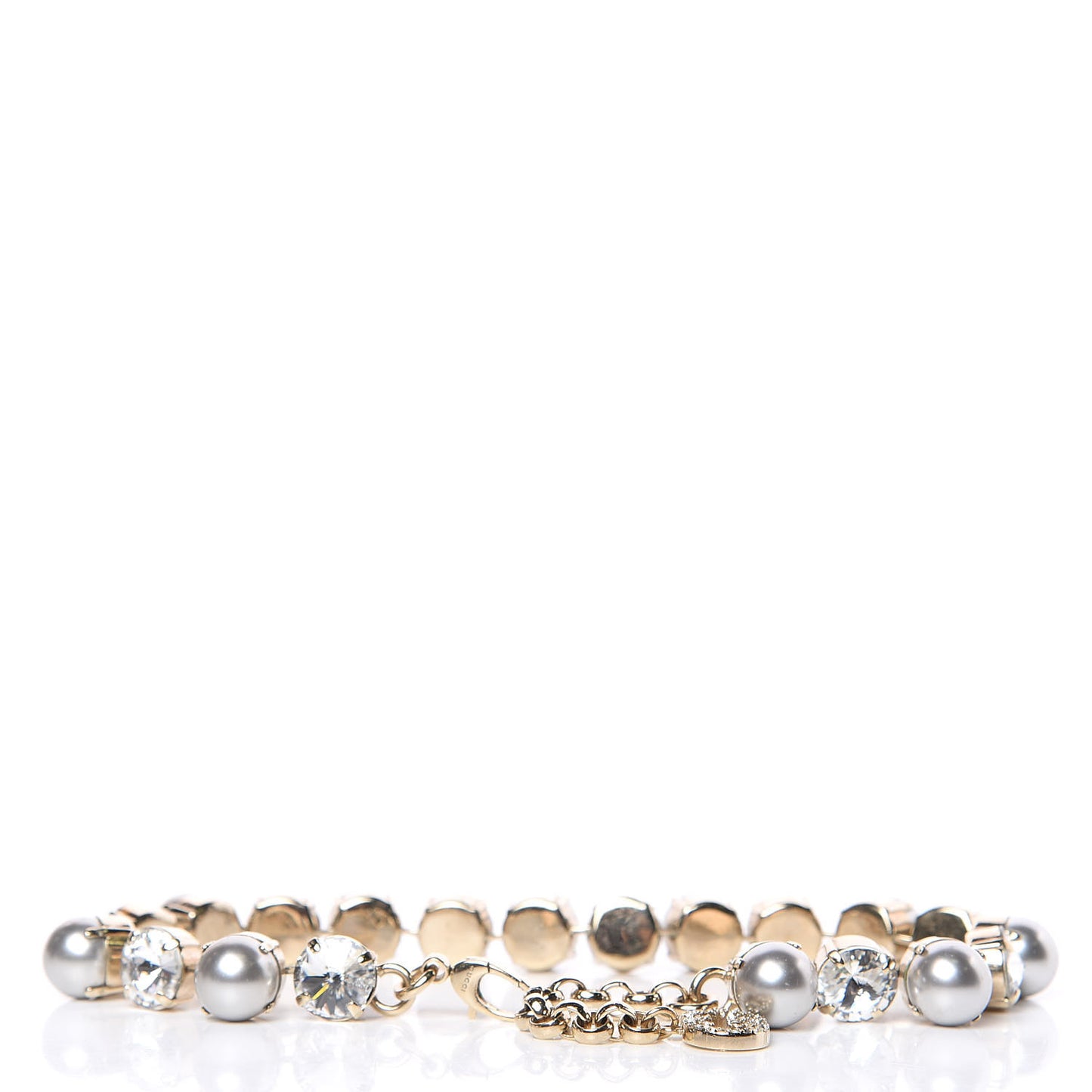 Crystal Pearl GG Necklace Silver Gold