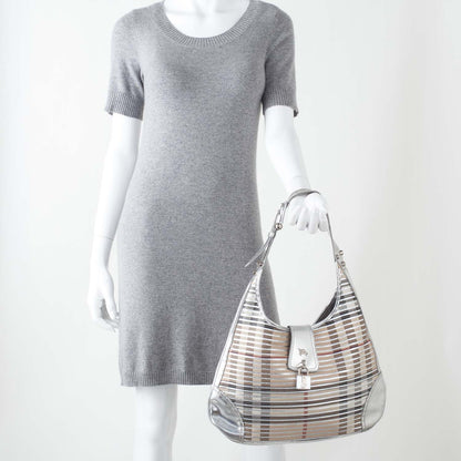 Burberry House Check Sliced Brook Hobo Metallic Silver 2 of 10