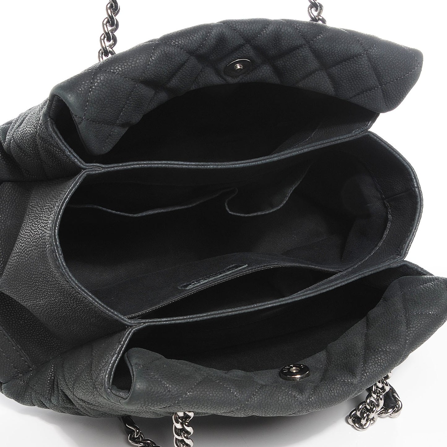 Iridescent Caviar Quilted Lady Pearly Tote Black