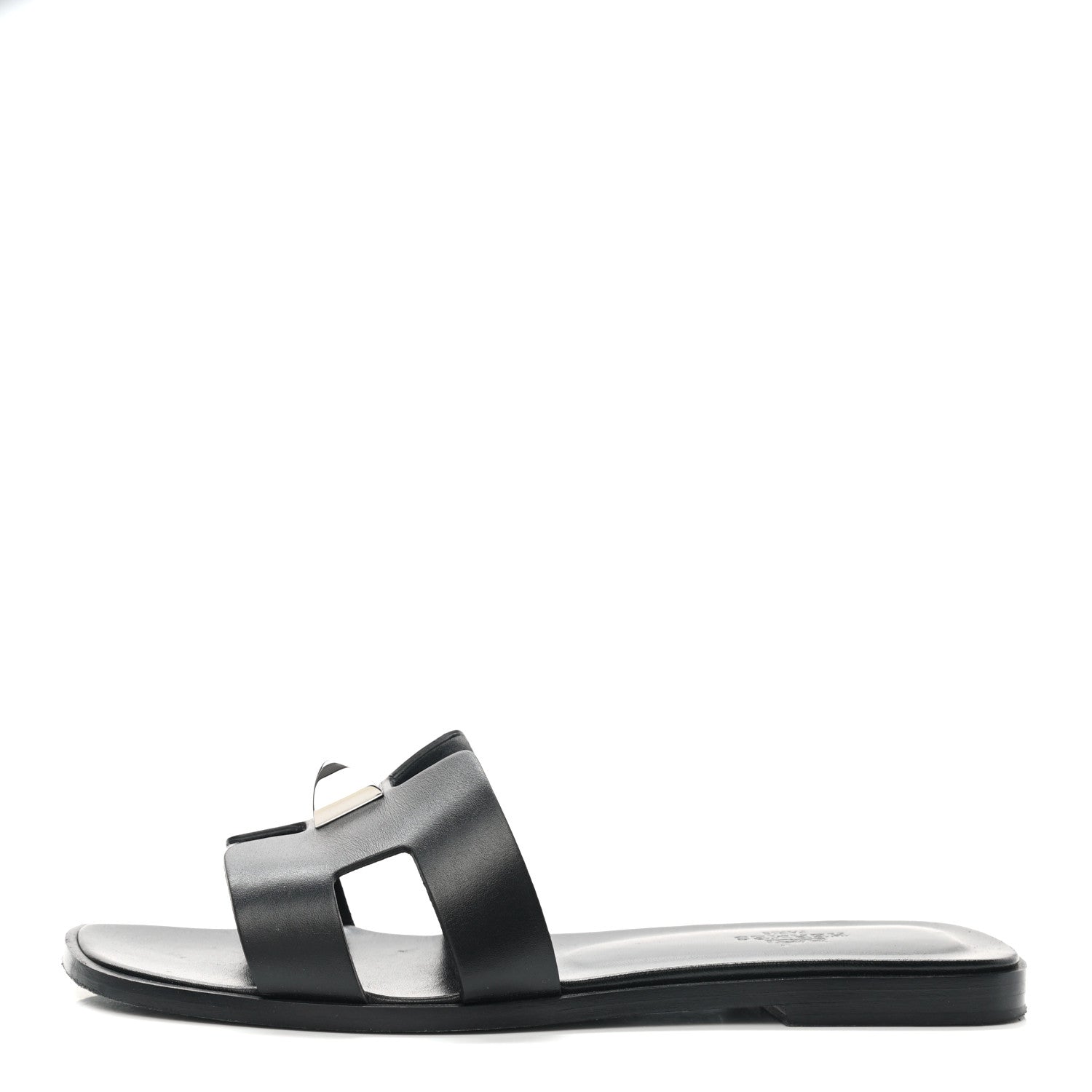 Hermes Box Calfskin Clous Pyramide Oran Sandals 37 Black 1 of 14