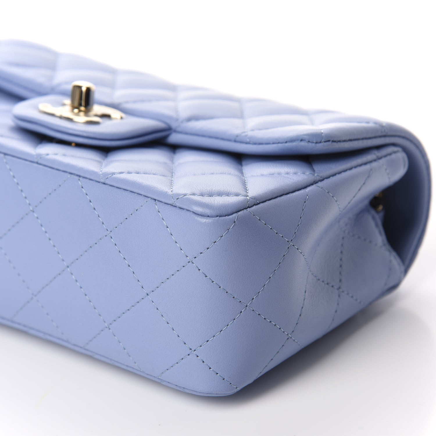Chanel Lambskin Quilted Mini Rectangular Flap Light Blue 7 of 11