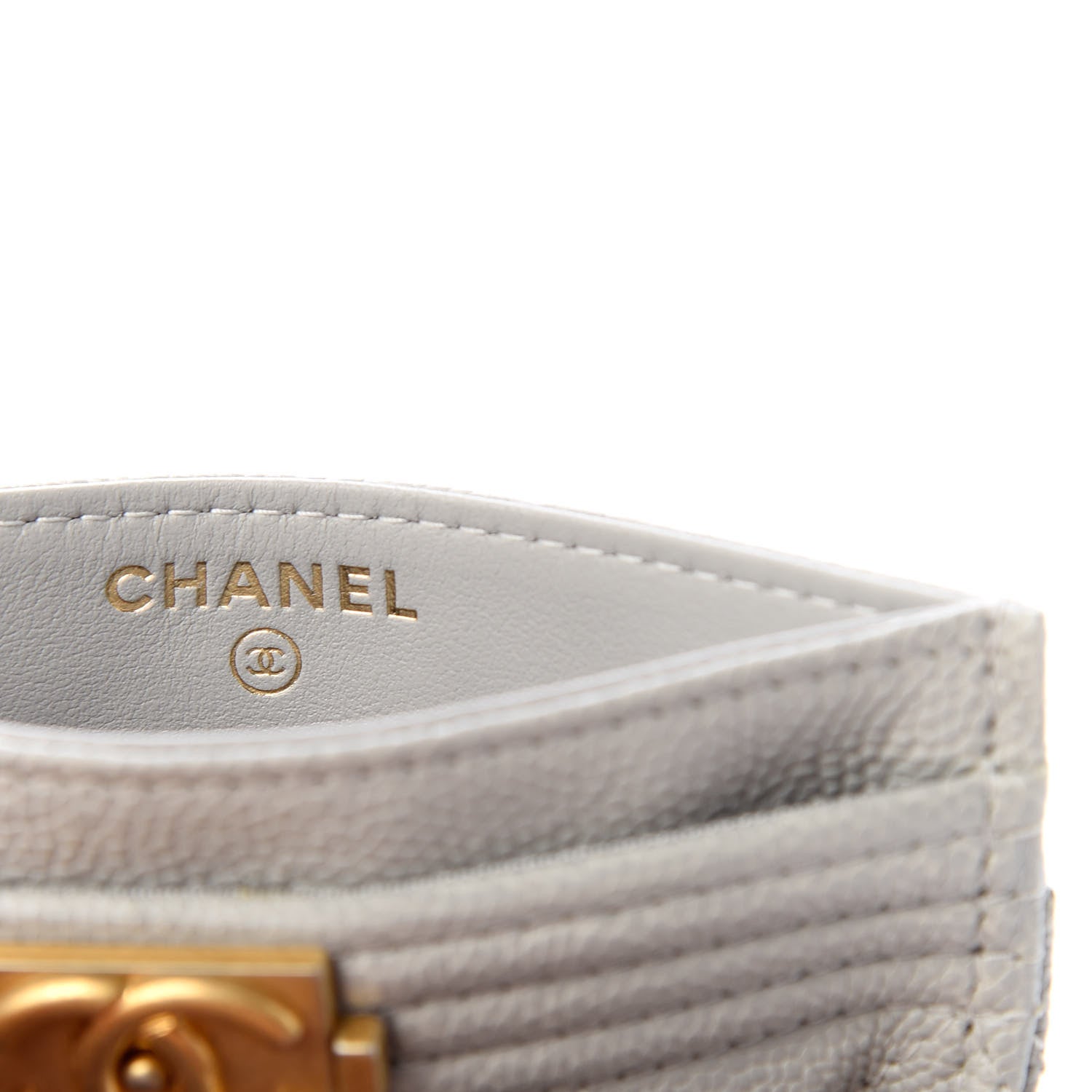 Chanel Caviar Quilted Boy Card Holder Grey 5 of 8