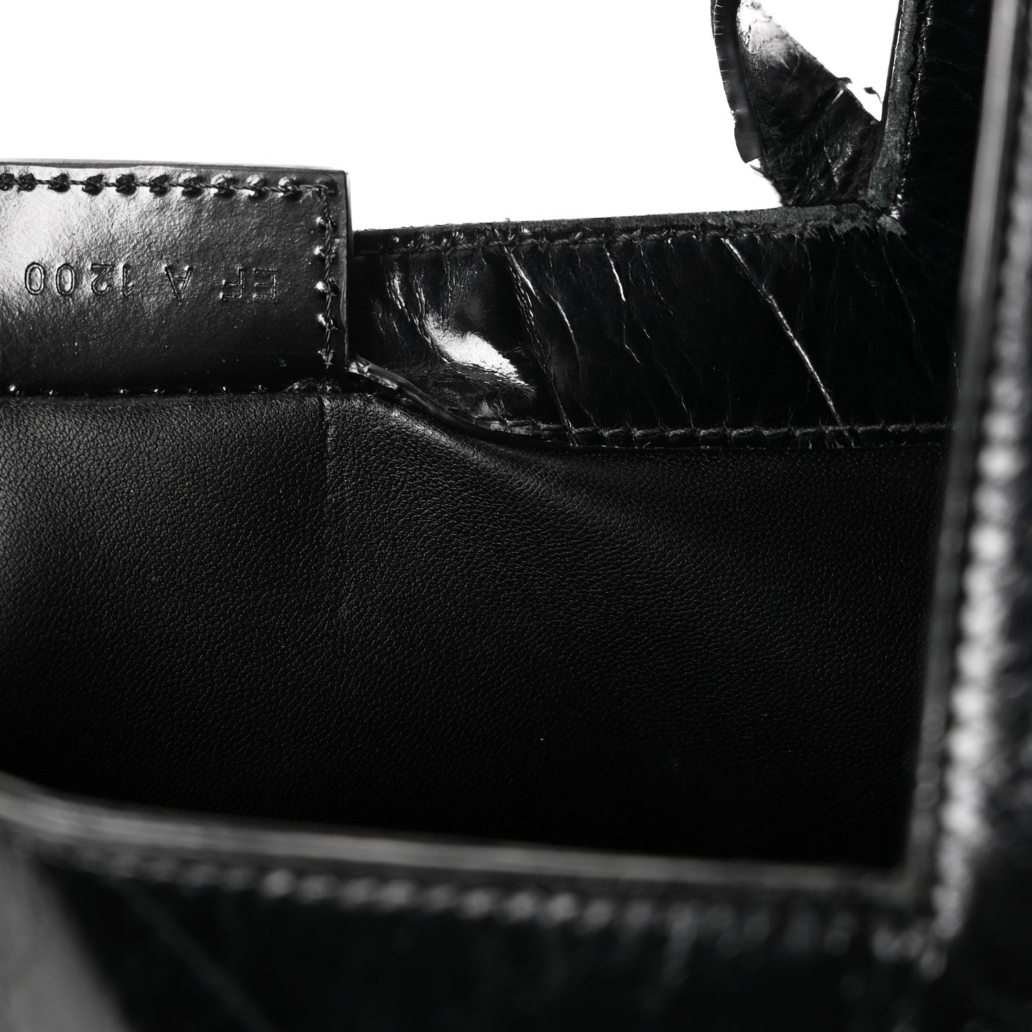 Givenchy Calfskin Crocodile Embossed Large Cut Out Shoulder Bag Black 7 of 10